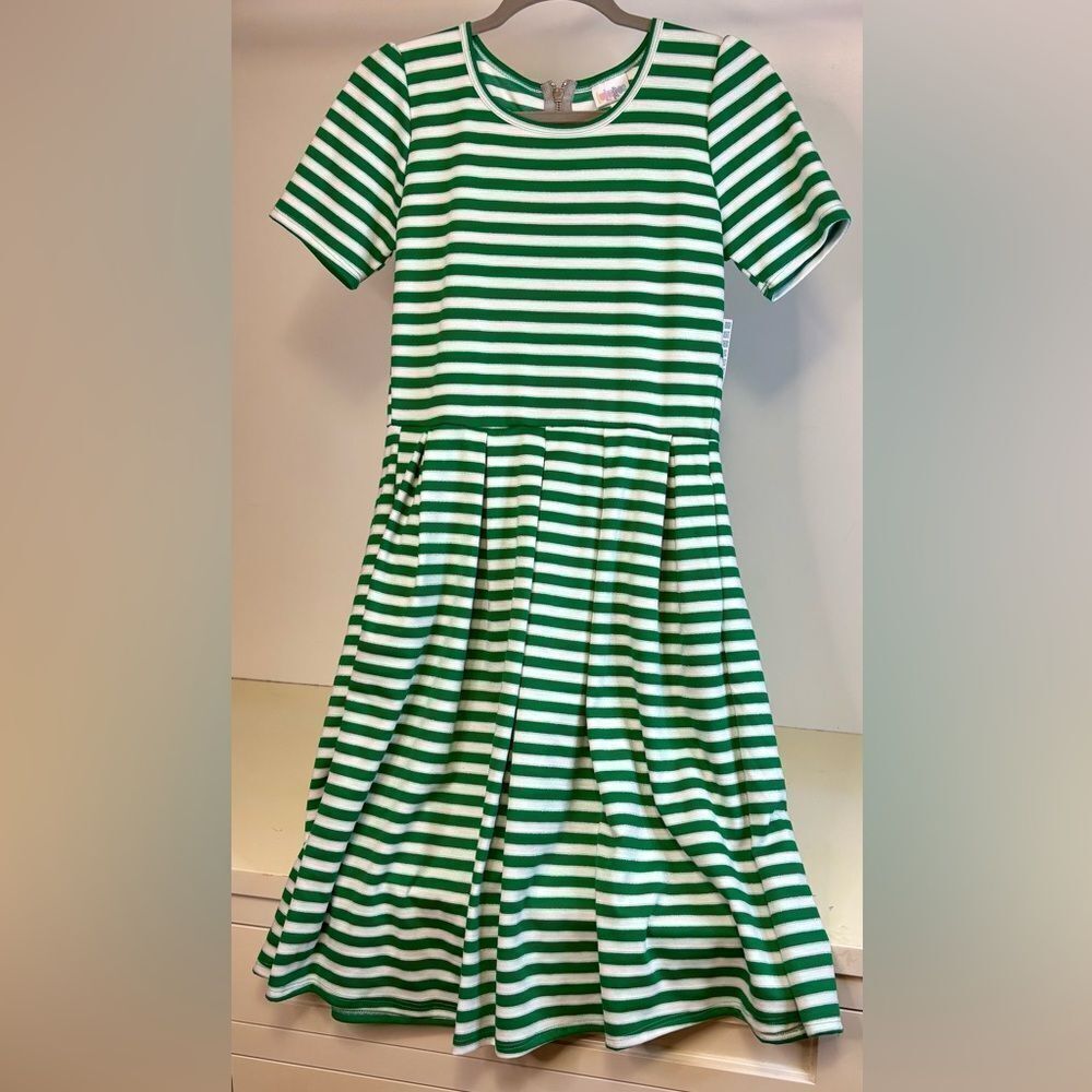 NWT Green and White Striped Dress Medium